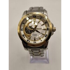 Seiko Premier Automatic Two-Tone Stainless Steel Men's Watch SSA216J1. 7.75"
